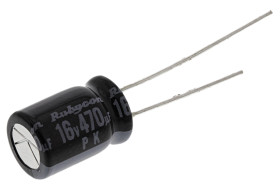 Kondensator 470μF 16V dc Radialny, Otwór przelotowy Rubycon roztaw: 3.5mm 8 (Dia.) x 11.5mm