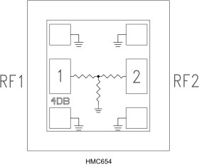 Fixed, 4 dB Passive Attenuator Chip, DC - 50 GHz