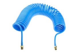 Przewód pneumatyczny spiralny 4m Niebieski, PUR, Złącze BSP 1/4 cala męskie RS PRO