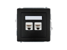 DECO Gniazdo komputerowe podwójne 2xRJ45 kat.6 ekranowane 8-stykowy czarny mat 12DGK-6 KARLIK