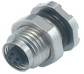 Panel socket, M5, 4 pole, THT, screw locking, straight, 09 3112 81 04