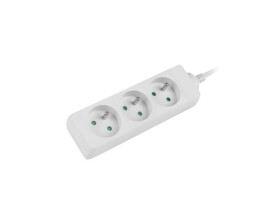 Przedłużacz 3-gniazda z/u 1,5m /H05VV-F 3G1/ biały LANBERG
