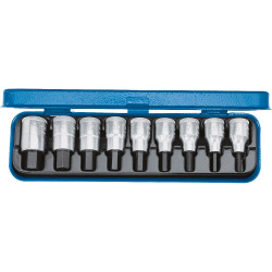 Gedore 6156250 IN 19 PM Screwdriver Bit Socket Set 1/2&quot; 9 pcs In-Hex 5-17 mm