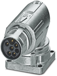 Surface-mounting plug, M17, 6 pole, crimp connection, standard/ONECLICK quick locking system, angled, 1628515