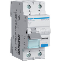 Wyłącznik różnicowoprądowy krótkozwłoczny z członem nadprądowym C 16A 1P+N 6kA 30mA Typ A-HI ADH966 HAGER