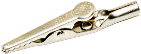 Alligator clip, silver, max. 7.9 mm, L 50.1 mm, solder/crimp connection, BU-60X