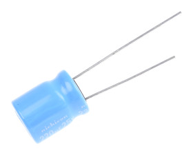 Kondensator 220μF 25V dc Radialny, Otwór przelotowy Nichicon roztaw: 5mm 10 (Dia.) x 12.5mm