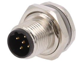 Złącze okrągłe M12 męskie proste montaż THT 5-PIN 60V T4140012051-000