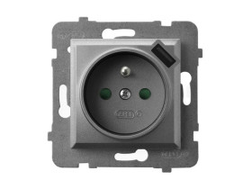 ARIA Gniazdo pojedyncze z uziemieniem z przesłonami torów prądowych z ładowarką USB szary mat GP-1UZPUSB/m/70 OSPEL