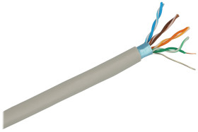 Przewód; do transmisji danych; F/UTP; 8x0,50mm2; drut; Cu; szary; PVC; okrągły; skrętka kat. 5e; ekranowany; 150V; szpula 305m;