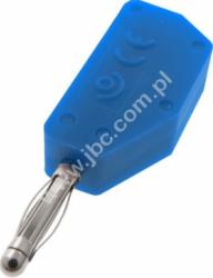 215-BL Wtyczka izolowana 2mm lamelkowa z dodatkowym gniazdem 2mm, niebieska, ELECTRO-PJP, 215BL