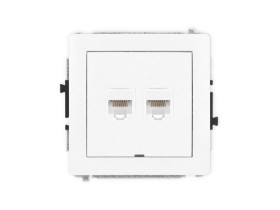 DECO Gniazdo komputerowe podwójne 2xRJ45 kat.5e 8-stykowy bez p.opis. biały DGKBO-2 KARLIK