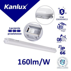 Oprawa hermetyczna MAH MAX 48W 15 NW RYF 9650lm 4000K IP66 IK08 1475/80mm PC 5 lat gwar. PZH 38465