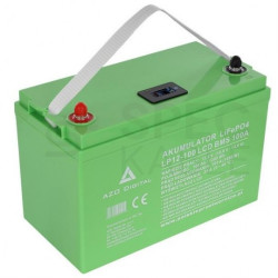 Akumulator LiFePO4 (litowo-żelazowo-fosforanowy) 12V 100Ah (100A) LCD + BMS AZO