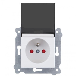 Gniazdo z uziemieniem (Typ E) przesłonami torów prądowych i pokrywą gniazda 250V 16A Biały 247/01 EXEN
