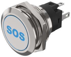 Podświetlany łącznik przyciskowy Chwilowy SPDT średnica wycięcia 22.3mm, montaż panelowy EAO