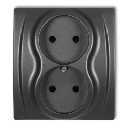 LOGO Gniazdo podwójne b/u grafitowy 11LGP-2p