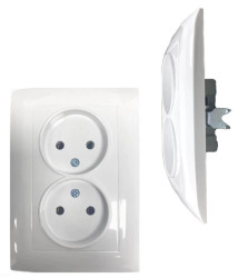 Gniazdo Elektryczne Podwójne Gniazdko Ścienne Bez Uziemienia 2x2P Białe