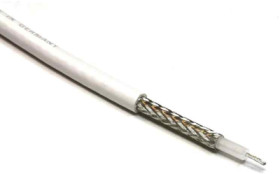 Coax RF cable, 50 Ω (50R), white, Staku stranded wire, silver-plated, 3000019600