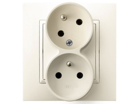 ARIA Gniazdo podwójne z uziemieniem z funkcją niezamienności faz kompletne z ramką ecru GP-2UC/27 OSPEL