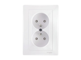 SEDNA Gniazdo podwójne z uziemieniem białe z ramką SDN2800621 SCHNEIDER ELECTRIC