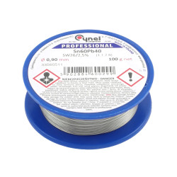Cyna lutownicza z topnikiem SW26 - 0.9mm - spoiwo Sn60Pb40 Cynel 100g