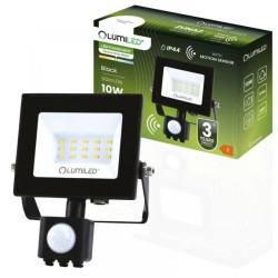 Naświetlacz LED ZUNA2 10W 900lm 4000K IP44 Czarny Czujnik Ruchu LUMILED