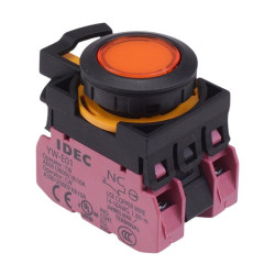 CW1L-A1E02Q4A Amber 24V illuminated Maintained Push Button Switch 2NC IP65 IDEC