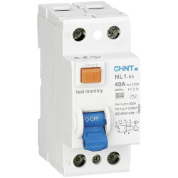 Chint 200362 RCCB 2-Pin 40A Fault Current Switch Type A