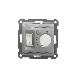 Regulator temperatury 2-biegunowy (16A), srebrne aluminium, Sedna Design i Elements SDD113506