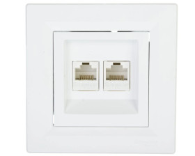Gniazdo komputerowe Asfora podwójne 2xRJ45 kat.6 białe z ramką EPH4800121