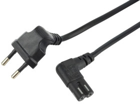 Kabel zasilający 230V 2,5A audio 0,75m kąt czarny