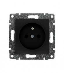 VENA Gniazdo pojedyncze z uziemieniem z przesłoną torów prądowych bez ramki 2P+Z 16A 250V czarny mat 510934