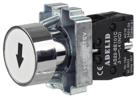 Przycisk sterowniczy biały +strzałka 1xNO 10A IP54 metal AS22-BA3341