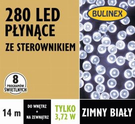 Lampki Bulinex płynące 280led białe zimne 14m sznur