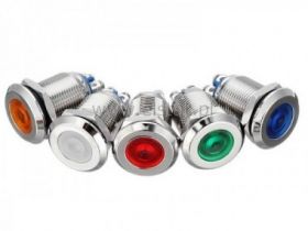 Kontrolka LED 230V; metalowa żółta; fi 12mm