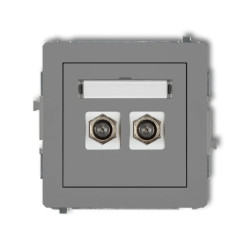 DECO Gniazdo antenowe podwójny typu F (SAT) niklowany szary mat 27DGF-2