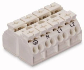 Blok zasilający 4-biegunowy biały nadruk PE-N-L1-L2 862-9604 /200szt./