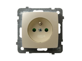 KARO Gniazdo pojedyncze z uziemieniem z przesłonami IP-20 zaciski gwintowe ecru perłowy GP-1SZP/m/42 OSPEL