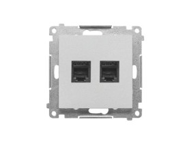 SIMON 55 Gniazdo telefoniczne podwójne RJ12 aluminium mat TF2.01/143 KONTAKT SIMON