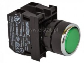 Przycisk kryty 2x NO stabilny zielony podświetlany
