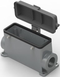 Housing, size HB24, die-cast aluminum, M32, angled, clip locking, IP65, T1490240232-000