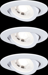 92985 Recessed light, 4.8 W, 3000 K, 70°, round, matt white, set of 3