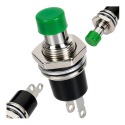 Przycisk chwilowy PBS-110 - zielony - 250V-1A / 125V-3A - 7mm - okrągły