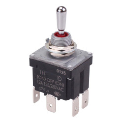 (On)-Off-(On) Momentary Sealed 12mm Toggle Switch DPDT 12A IP68
