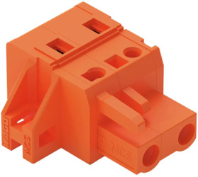 Socket header, 2 pole, pitch 7.62 mm, angled, orange, 231-702/031-000