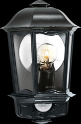 107890204 Wall light fixture, L190S, E27, black, IP44, sensor