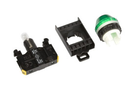 Lampka sygnalizacyjna 22mm zielona 230V AC żarówka ST22-LZ-230-BA9S.