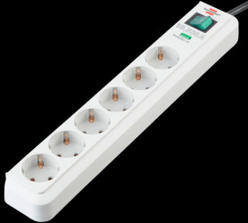 1159750 Six-way socket outlet w. lightning arrester, light grey