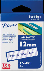 TZE-133 Brother labelling tape cassette / 12 mm / blue/clear